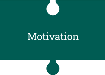 Green puzzle piece with the text Motivation - Klikk for stort bilde